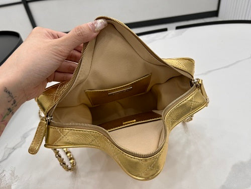 Chanel Gold Metallic Quilted Star-Shaped Chain Bag