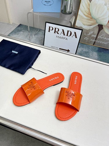 Prada Logo Flat Slide Sandals