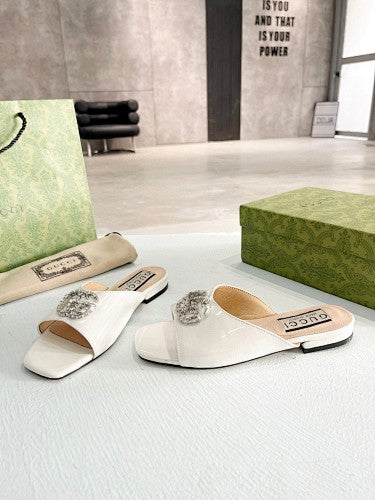 Gucci Double G crystal-embellished slide sandals