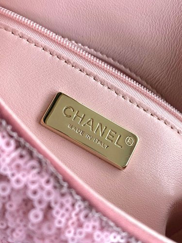 Chanel Pink Fringed Sequin Flap Bag