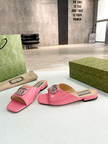 Gucci Double G crystal-embellished slide sandals