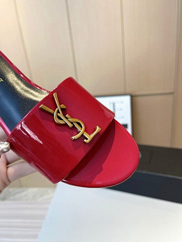 Saint Laurent YSL Cassandre Logo slide sandals