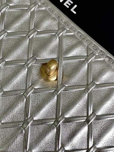 Chanel Metallic Silver Quilted Flap Bag
