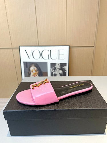 Saint Laurent YSL Cassandre Logo slide sandals