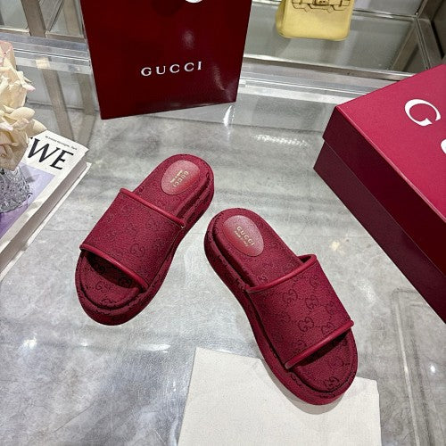 Gucci GG Monogram Canvas Flat Slide Sandals