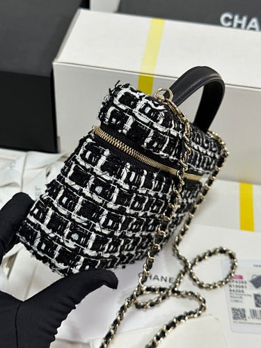 Chanel Black & White Tweed Vanity Case