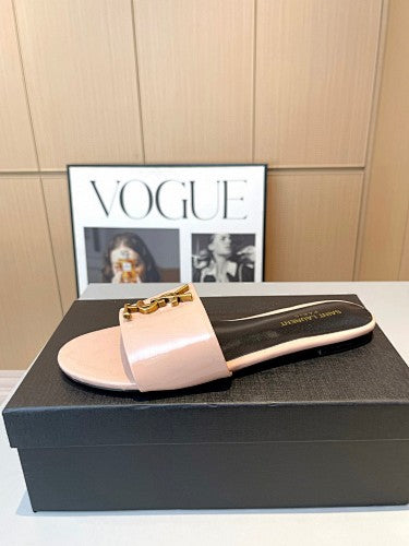 Saint Laurent YSL Cassandre Logo slide sandals