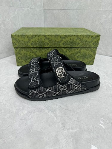 Gucci GG Crystal Jacquard Double-Strap Sandals