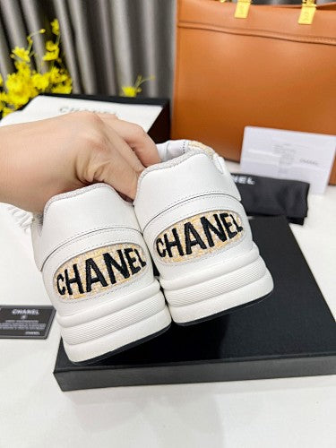 Chanel CC Tweed & Leather Low-Top Sneakers