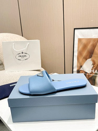 Prada Triangle Logo slide sandals
