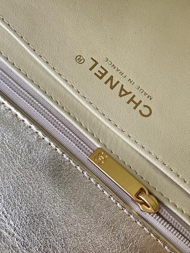 Chanel Metallic Champagne Gold Geometric Quilted Flap Bag