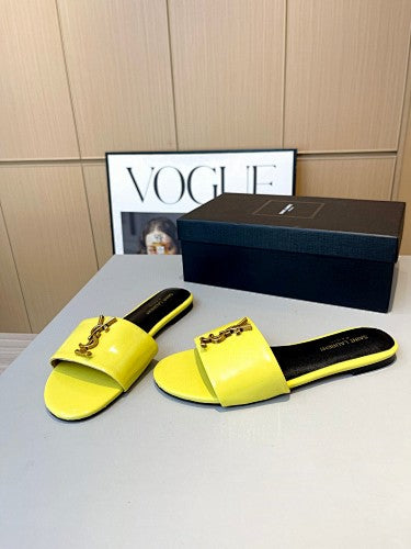 Saint Laurent YSL Cassandre Logo slide sandals