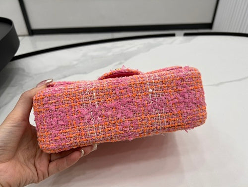 Chanel Pink & Orange Tweed Mini Flap Bag