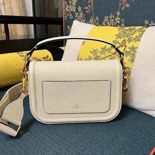 Valentino Garavani V Logo Signature White Leather Shoulder Bag