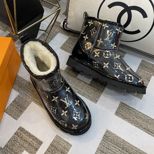 Louis Vuitton Monogram Fur-Lined Transparent Ankle Boots