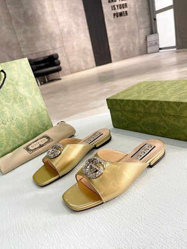 Gucci Double G crystal-embellished slide sandals
