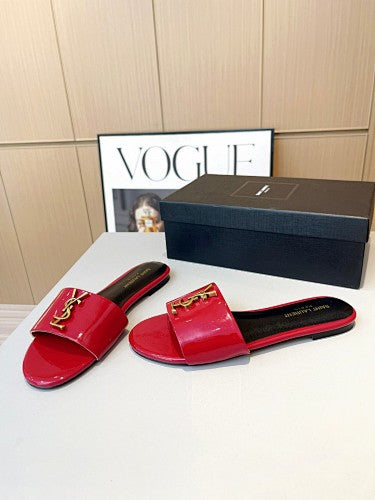 Saint Laurent YSL Cassandre Logo slide sandals