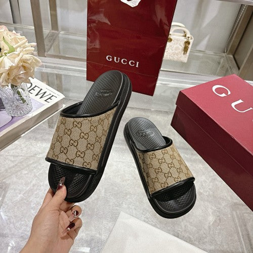 Gucci GG Supreme Monogram Platform Slide Sandals