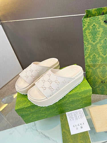 Gucci GG Perforated Platform Slide Sandals