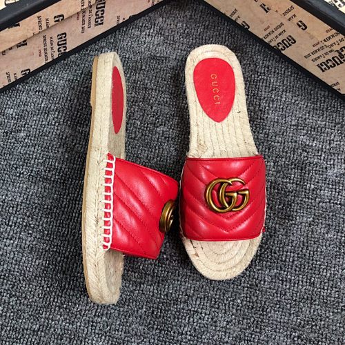 Gucci GG Marmont Matelassé Leather Espadrille Slides