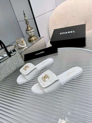 Chanel Quilted CC Logo Slide Sandals