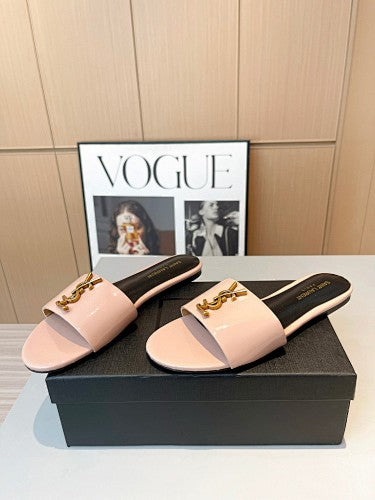 Saint Laurent YSL Cassandre Logo slide sandals