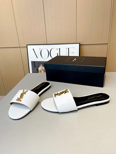 Saint Laurent YSL Cassandre Logo slide sandals