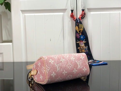 Louis Vuitton Nano Speedy Pink Monogram Jacquard Denim