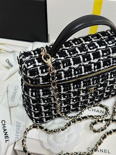 Chanel Black & White Tweed Vanity Case