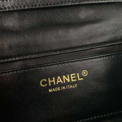 Chanel Metallic Black Ruched Flap Bag / Chain Shoulder Bag.