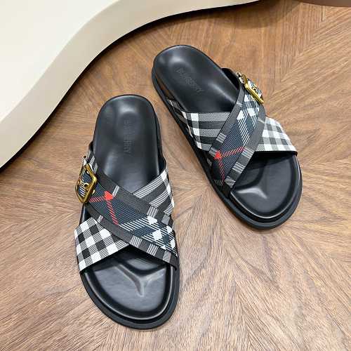 Burberry Check Criss-Cross Buckle Slide Sandals