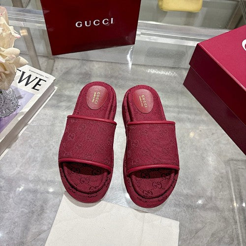 Gucci GG Monogram Canvas Flat Slide Sandals