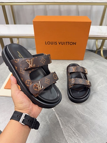 Louis Vuitton LV Trainer/Pool-Style Double-Strap Slide Sandals