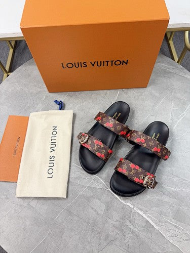 Louis Vuitton Monogram Cherry Double-Strap Slide Sandals