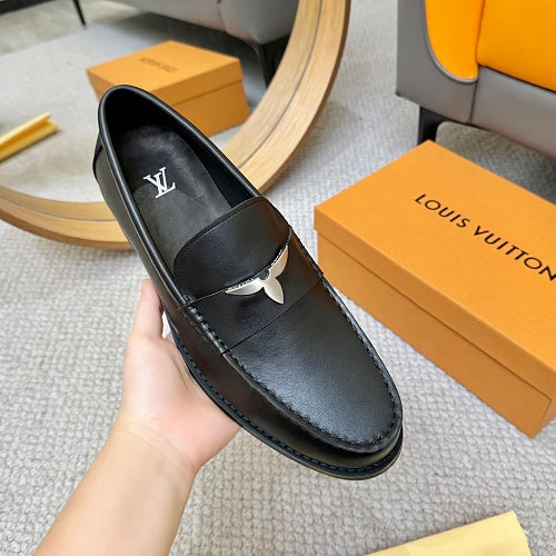 Louis Vuitton LV Initials Black Leather Loafers