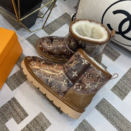 Louis Vuitton Monogram Shearling Ankle Boots
