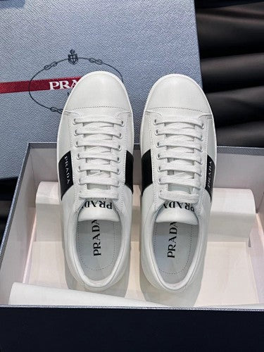 Prada White Leather Low-Top Sneakers