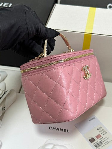 Chanel Pink Quilted Vanity Case