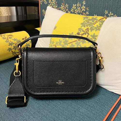 Valentino Garavani VLogo Signature Black Leather Shoulder Bag