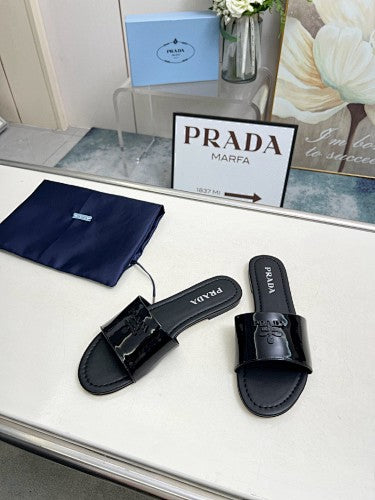 Prada Logo Flat Slide Sandals