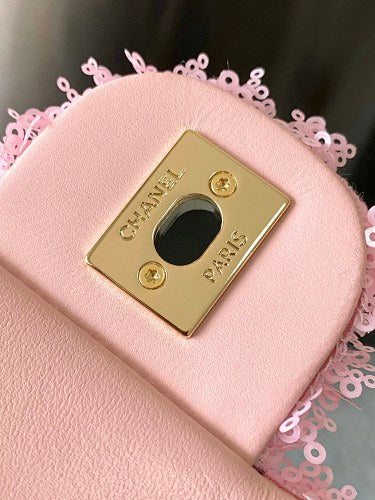Chanel Pink Fringed Sequin Flap Bag
