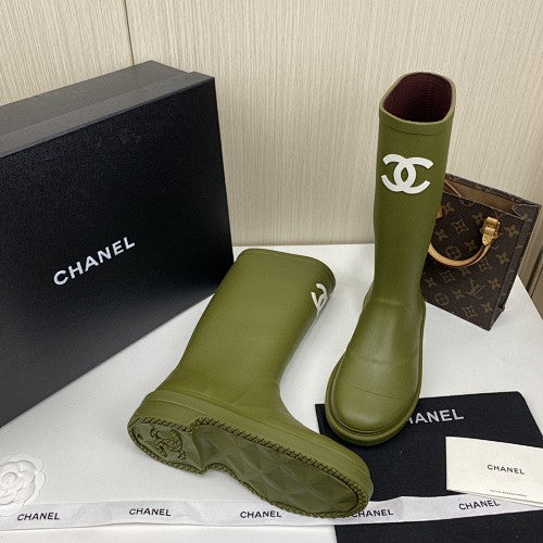 Chanel CC Logo Tall Rain Boots