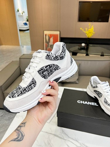 Chanel CC Tweed & Leather Chunky Low-Top Sneakers
