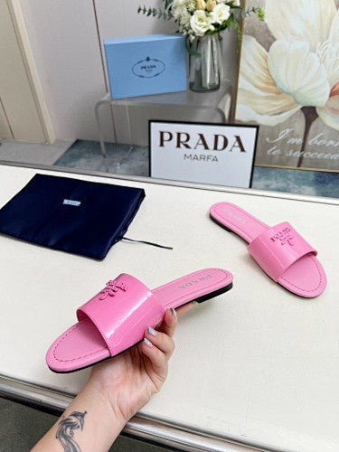 Prada Logo Flat Slide Sandals