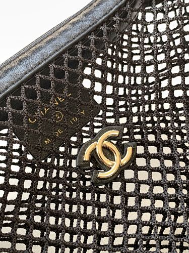Chanel Black Mesh Crescent Hobo Bag