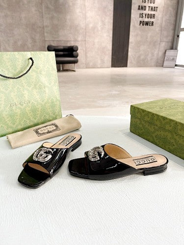 Gucci Double G crystal-embellished slide sandals