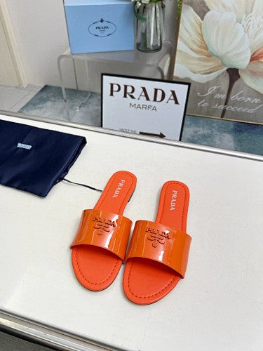 Prada Logo Flat Slide Sandals