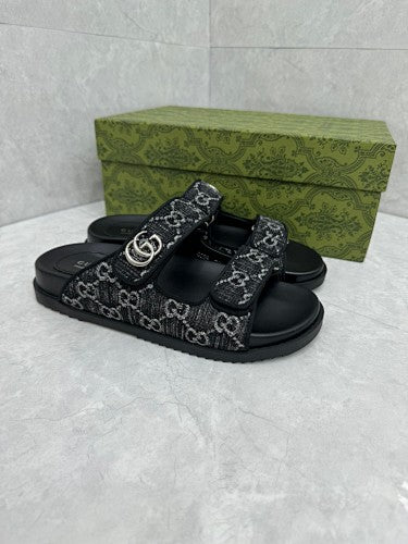 Gucci GG Crystal Jacquard Double-Strap Sandals