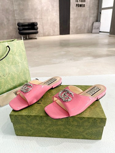 Gucci Double G crystal-embellished slide sandals