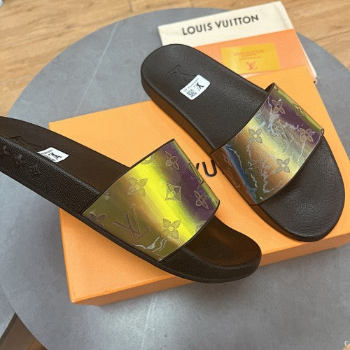 Louis Vuitton Monogram Iridescent Holographic Slide Sandals